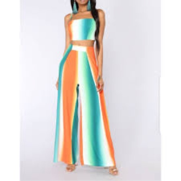 Sure To Stand Out Orange Multi Stripe 2 Piece Set - Picture 9 of 10